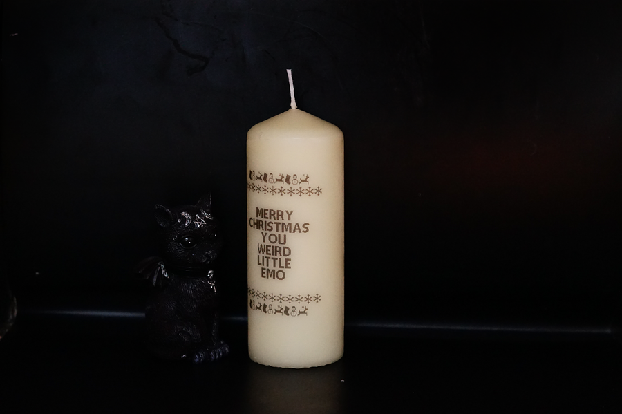 Little Emo Christmas Pillar Candle