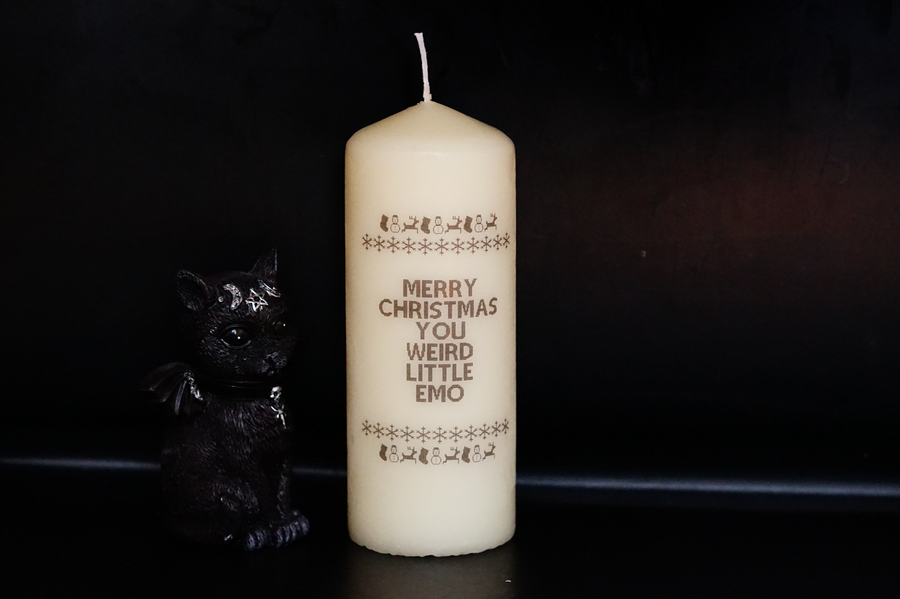 Little Emo Christmas Pillar Candle