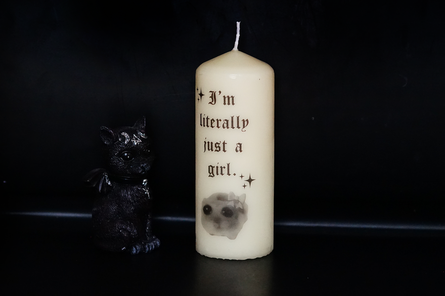 Just A Girl Pillar Candle (VG)