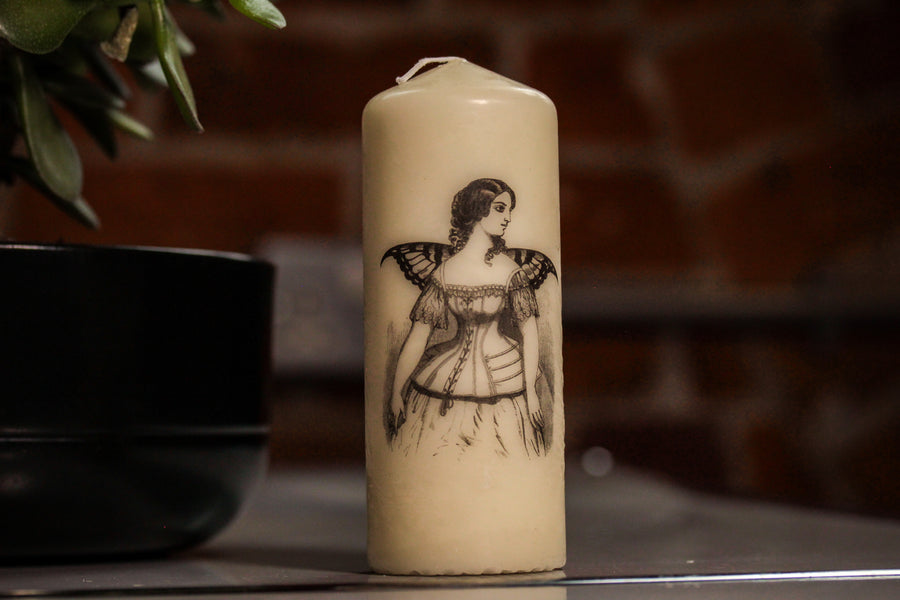 Victorian Butterfly Madame Pillar Candle