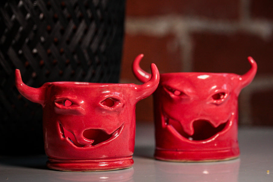 Wonky Little Devil Tea Light Holder/Match storage
