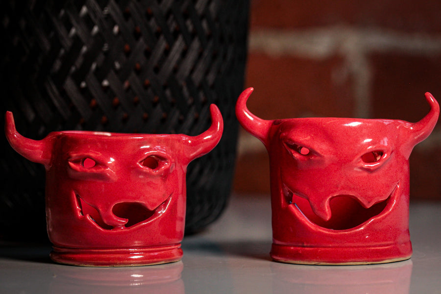 Wonky Little Devil Tea Light Holder/Match storage