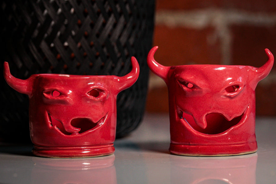 Wonky Little Devil Tea Light Holder/Match storage