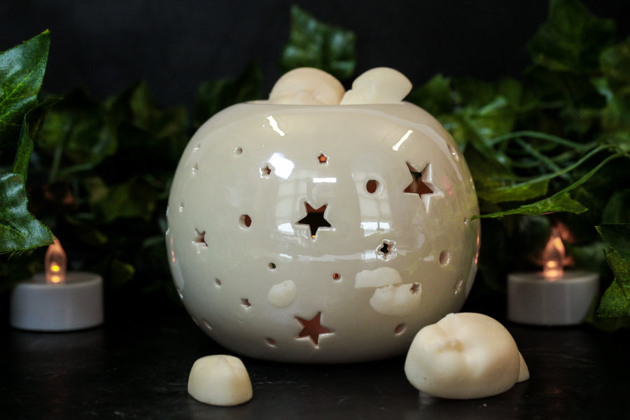 White Iridescent Oil Burner/Wax Warmer