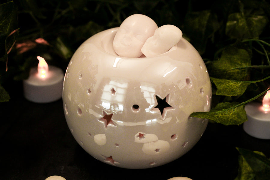 White Iridescent Oil Burner/Wax Warmer