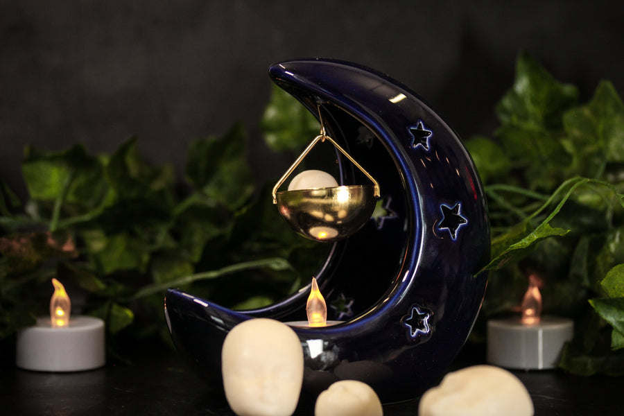 Blue Hanging Moon Oil Burner/Wax Warmer