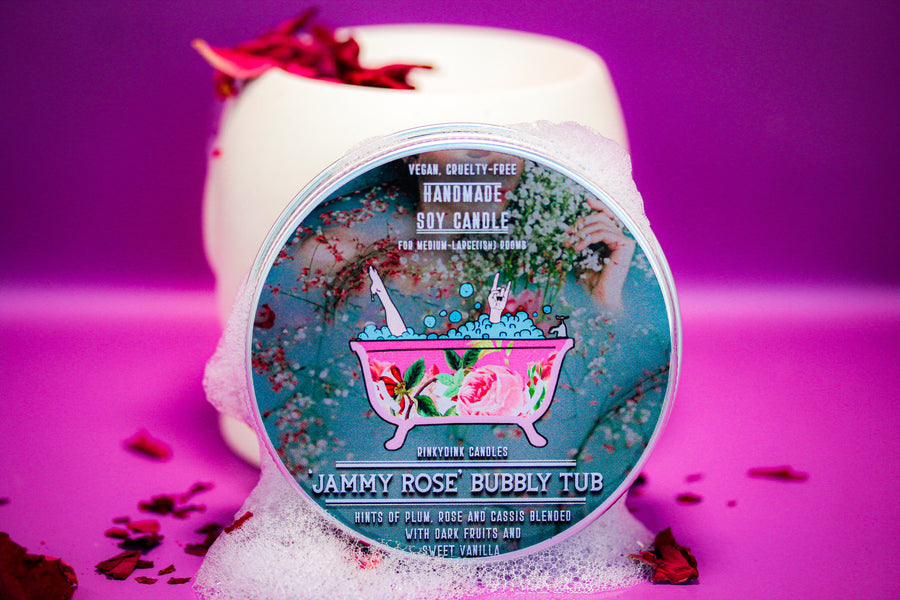 'Jammy Rose' Bubbly Tub Scented Candle (VG)