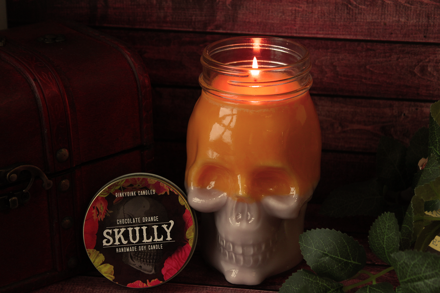 Chocolate Orange Scented Skully Candle (VG)