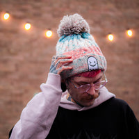 Milkshake Embroidered Ghost Pom Pom Beanie