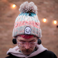 Milkshake Embroidered Ghost Pom Pom Beanie