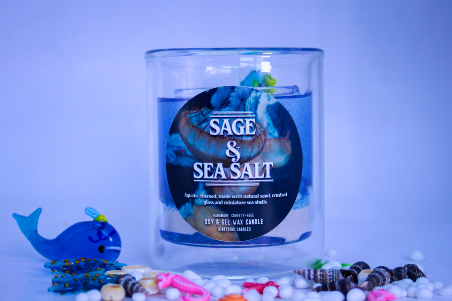 Aquarium Sage and Sea Salt Gel Wax Scented Candle