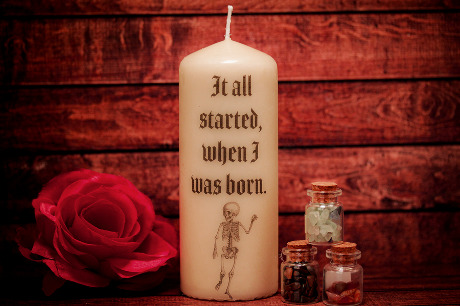 It All Started When I Was Born Pillar Candle