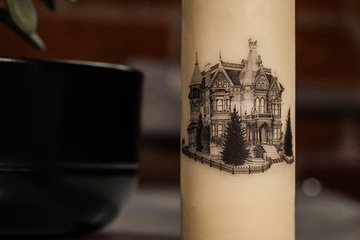 Haunted House Pillar Candle