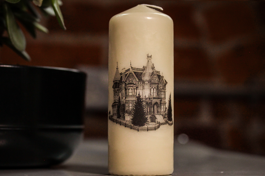 Haunted House Pillar Candle