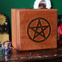Melt Storage Pentagram Brass Inlay Wooden Box